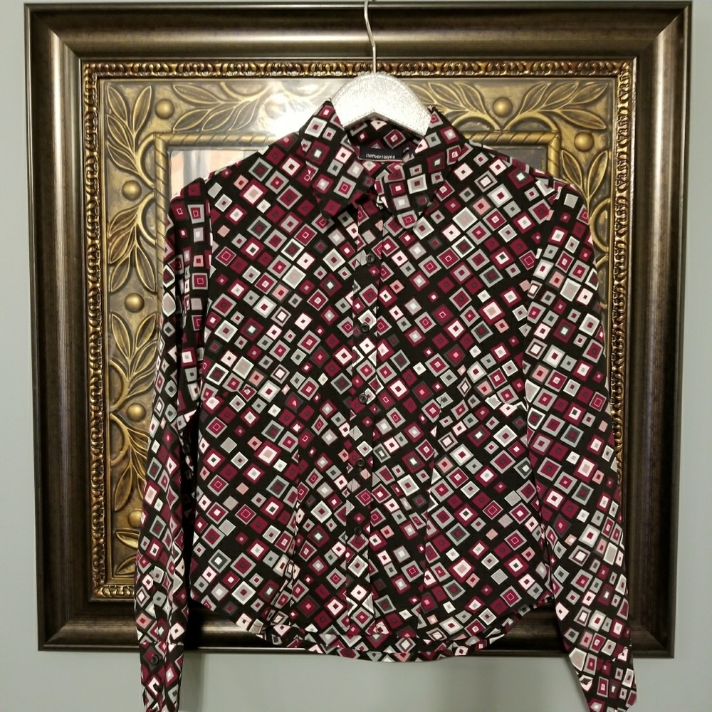 Denver Hayes geometrical blocked dress shirt D121